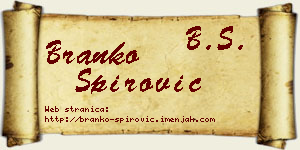 Branko Špirović vizit kartica